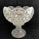 Vintage L. E. Smith Crystal Scalloped Daisy Hobstar & Button Punch Bowl with Stan