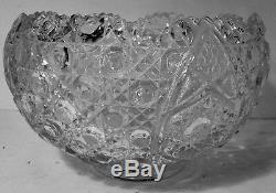 Vintage L. E. Smith Daisy Hobstar & Button Punch Bowl Crystal Scalloped Huge