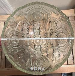 Vintage L. E. Smith Daisy and Button / Pinwheel & Stars 14 Crystal Punch Bowl