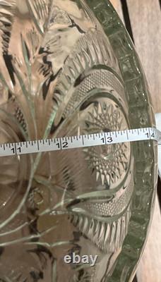 Vintage L. E. Smith Daisy and Button / Pinwheel & Stars 14 Crystal Punch Bowl