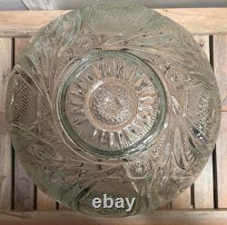 Vintage L. E. Smith Daisy and Button / Pinwheel & Stars 14 Crystal Punch Bowl