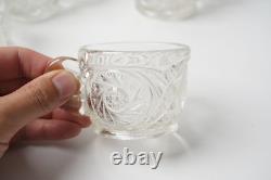 Vintage L. E. Smith Glass Aztec Pinwheel 13 Punch Bowl Set with 11 Cups & Stand