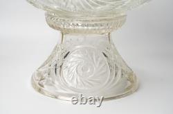 Vintage L. E. Smith Glass Aztec Pinwheel 13 Punch Bowl Set with 11 Cups & Stand