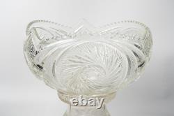 Vintage L. E. Smith Glass Aztec Pinwheel 13 Punch Bowl Set with 11 Cups & Stand