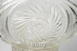Vintage L. E. Smith Glass Aztec Pinwheel 13 Punch Bowl Set with 11 Cups & Stand