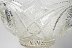 Vintage L. E. Smith Glass Aztec Pinwheel 13 Punch Bowl Set with 11 Cups & Stand