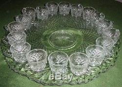 Vintage L. E. Smith Glass Co. 21 Pc. Punch Bowl Set Pineapple Design Original Box