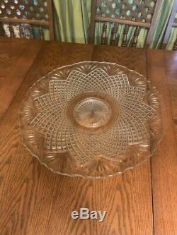 Vintage L. E. Smith Glass Co. Large Punch Bowl, Platter, 36 cups, Ladle