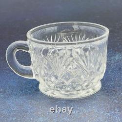 Vintage L. E. Smith Glass Co Pineapple Fan Cut Punch Bowl 17 Cups and Ladel