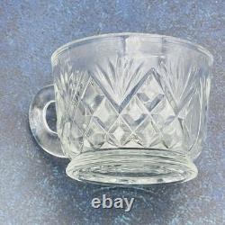 Vintage L. E. Smith Glass Co Pineapple Fan Cut Punch Bowl 17 Cups and Ladel
