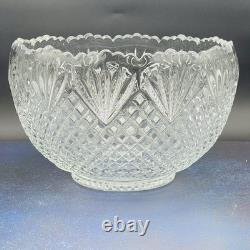 Vintage L. E. Smith Glass Co Pineapple Fan Cut Punch Bowl 17 Cups and Ladel