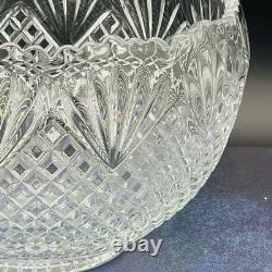 Vintage L. E. Smith Glass Co Pineapple Fan Cut Punch Bowl 17 Cups and Ladel