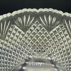 Vintage L. E. Smith Glass Co Pineapple Fan Cut Punch Bowl 17 Cups and Ladel