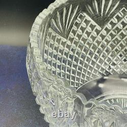 Vintage L. E. Smith Glass Co Pineapple Fan Cut Punch Bowl 17 Cups and Ladel