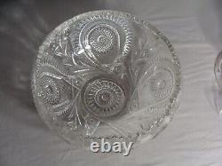 Vintage L. E. Smith Glass Cupped Punch Bowl In The Pinwheel & Stars Pattern (FS)
