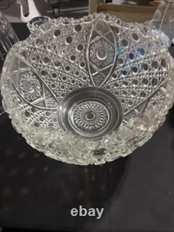 Vintage L. E. Smith Glass Daisy & Button Punch Bowl