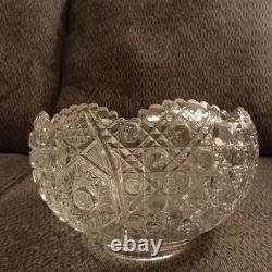 Vintage L. E. Smith Glass Daisy & Button Punch Bowl, 12 3/4 Diameter, 8 High