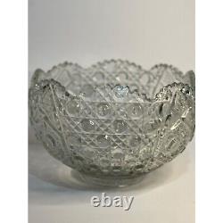 Vintage L. E. Smith Glass Daisy & Button Punch Bowl, 12 3/4 Diameter, 8 High