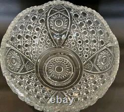 Vintage L. E. Smith Glass Daisy & Button Punch Bowl, 12 3/4 Diameter, 8 High