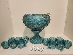 Vintage L. E. Smith Glass Daisy & Button Punch Bowl, Mint Condition, Never Used
