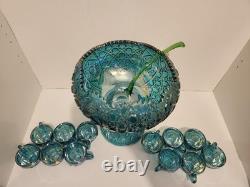 Vintage L. E. Smith Glass Daisy & Button Punch Bowl, Mint Condition, Never Used