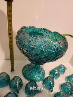 Vintage L. E. Smith Glass Daisy & Button Punch Bowl, Mint Condition, Never Used