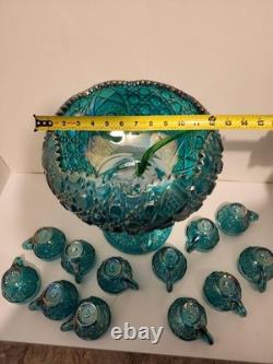Vintage L. E. Smith Glass Daisy & Button Punch Bowl, Mint Condition, Never Used