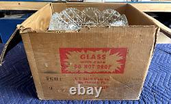 Vintage L. E. Smith Glass Daisy & Button Punch Bowl Set 18 Cups Original Box