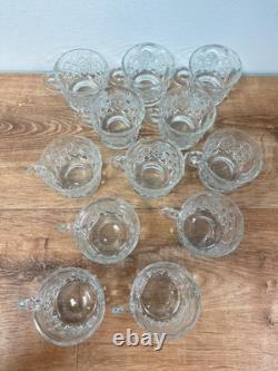 Vintage L. E. Smith Glass Daisy & Button Punch Bowl With 12 Glasses & Ladle