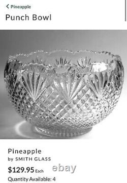 Vintage L. E. Smith Glass Large EAPG'Pineapple' Punch Bowl