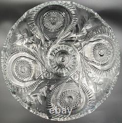 Vintage L E Smith Glass Pinwheel & Star Slewed Horseshoe Punch Bowl Set