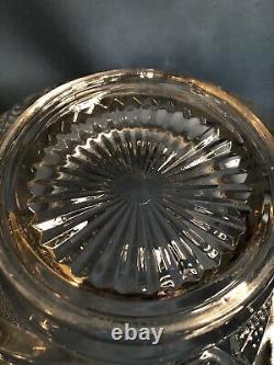 Vintage L E Smith Glass Pinwheel & Stars Slewed Horseshoe Punch Bowl Set EXC