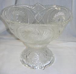 Vintage L E Smith Glass Punch Bowl Pedestal 12-36 Cups Pinwheel & Stars