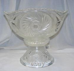 Vintage L E Smith Glass Punch Bowl Pedestal 12-36 Cups Pinwheel & Stars