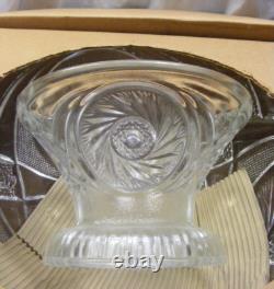 Vintage L E Smith Glass Punch Bowl Pedestal 12-36 Cups Pinwheel & Stars