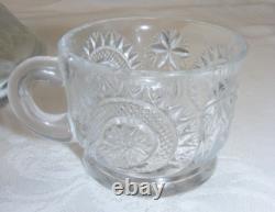 Vintage L E Smith Glass Punch Bowl Pedestal 12-36 Cups Pinwheel & Stars