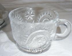 Vintage L E Smith Glass Punch Bowl Pedestal 12-36 Cups Pinwheel & Stars