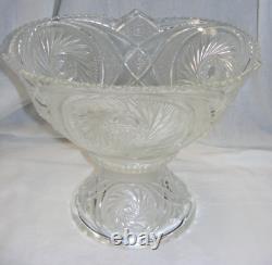 Vintage L E Smith Glass Punch Bowl Pedestal 12-36 Cups Pinwheel & Stars 13-g