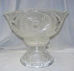 Vintage L E Smith Glass Punch Bowl Pedestal 12-36 Cups Pinwheel & Stars 13-g