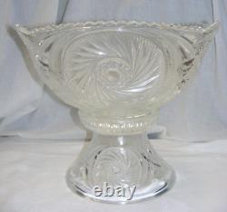 Vintage L E Smith Glass Punch Bowl Pedestal 12-36 Cups Pinwheel & Stars 13-g