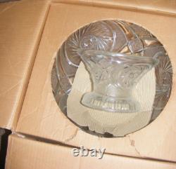 Vintage L E Smith Glass Punch Bowl Pedestal 12-36 Cups Pinwheel & Stars