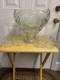 Vintage L E Smith Glass Punch Bowl Pedestal Cups Pinwheel & Stars 14Piece Set