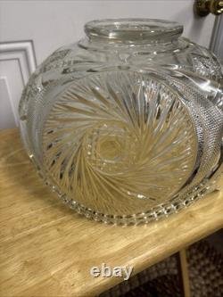 Vintage L E Smith Glass Punch Bowl Pedestal Cups Pinwheel & Stars 14Piece Set