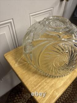Vintage L E Smith Glass Punch Bowl Pedestal Cups Pinwheel & Stars 14Piece Set