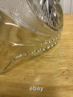 Vintage L E Smith Glass Punch Bowl Pedestal Cups Pinwheel & Stars 14Piece Set