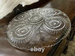 Vintage L. E. Smith Glass Radiant Daisy Punch Bowl, Tray, 11 Cups, Ladle & Hooks