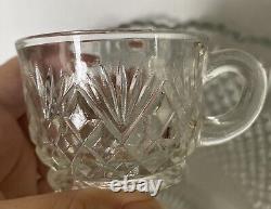 Vintage L. E. Smith Pineapple Diamond Fan Cut Punch Bowl, 18 Cups and Ladle