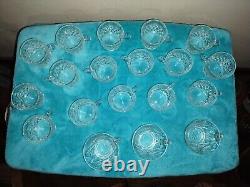 Vintage L. E. Smith Pineapple Heavy Cut Glass Punch Bowl And 16 Cups