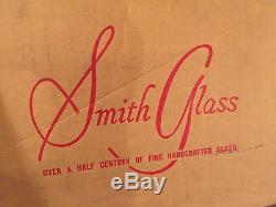 Vintage L. E. Smith Pinwheel & Star Slewed Horseshoe 20 Piece Punchbowl Set WithBox