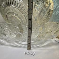 Vintage L. E. Smith Pinwheel & Stars Punch Bowl Set Tray, Ladle, 12 Cups